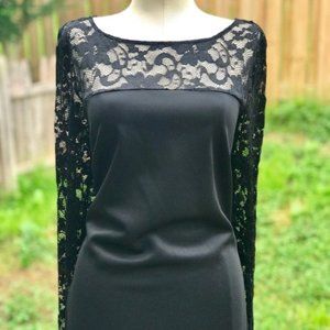 Donna Ricco lace sleeve little black dress